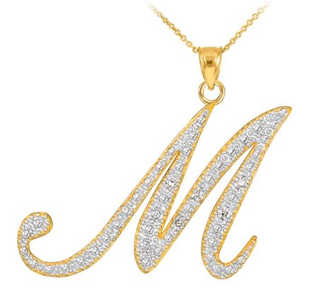 14k Yellow Gold Diamond Script Initial Letter M Pendant Necklace 16 -- You can get additional details at the image link. (This is an affiliate link and I receive a commission for the sales) #namenecklacewomen Shine Jewelry, M Necklace, Platinum Bracelet, Script Initial, M Letter, Gold Letter, Initial Pendant Necklace, Letter M, Gold Initial