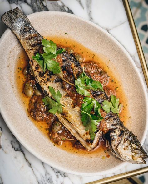 Whole Sea Bass Recipes, Delicious Magazine Recipes, Bass Recipes, Sea Bass Recipe, Dinner Party Mains, Bass Recipe, Whole Fish Recipes, Sea Bass Recipes, Sicilian Food