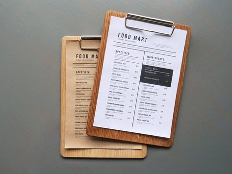 Wood Menu Board, Wood Menu Holder, Menu Clipboard, Clipboard Ideas, Cafe Menu Boards, Menu Board Design, Wood Menu, Wooden Clipboard, Menu Design Template