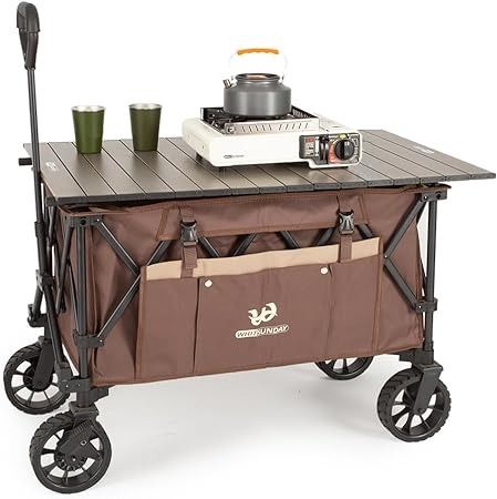 Amazon.com: Whitsunday Folding Collapsible Wagon,Camping Large Capacity Heavy Duty Wagon Outdoor Park Beach Wagon Cart with Table Top,Utility Grocery Wagon for Camping Sports Outdoor Shopping Brown : Patio, Lawn & Garden Grocery Wagon, Wagon Camping, Beach Wagon Cart, Heavy Duty Wagon, Collapsible Wagon, Beach Wagon, Wagon Cart, Outdoor Shopping, Outdoor Park