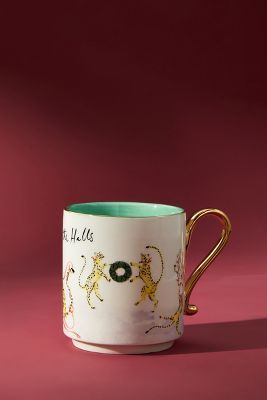 Susannah Garrod 'Tis The Season Mug | Anthropologie Anthropologie Mugs, Anthropologie Kitchen, Holiday Tablescape, Holiday Tablescapes, Anthropologie Brands, Bhldn Weddings, Floral Monogram, Ceramic Spoons, Metal Stars