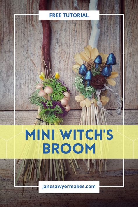 Decorate With Crystals, Mini Witch Broom, Witchy Cottagecore, Potion Bottles, Girls Tea Party, Fantasy Decor, Witchy Crafts, Mini Wreaths, Witch Broom