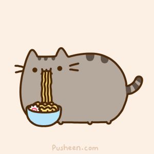 Pusheen the cat eating ramen Pusheen, A Cartoon, Cartoon Cat, A Cat, Ramen, Noodles