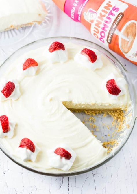 No Bake Vanilla Cheesecake in a glass pie pan with a slice cut out of it. Cheesecake In A Glass, No Bake Vanilla Cheesecake, The Cozy Cook, Cozy Cook, Cheesecake Pan, Glass Pan, Vanilla Cheesecake, Browned Butter, Pie Pan