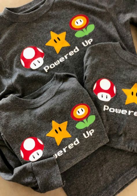 Cricut Mario Shirt, Mario T Shirt Ideas, Super Mario Bros Shirt Ideas, Mario Bros Birthday Shirt Ideas, Mario Bros Family Shirts, Cricut Super Mario, Super Mario Tshirt Ideas, Mario Birthday Party Shirt, Super Mario Shirts Birthday