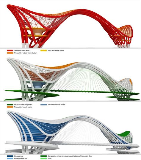 Bridges Architecture, Entrance Gates Design, Architectural Competition, Bike Store, Architecture Magazines, Parametric Design, Entrance Design, Pedestrian Bridge, Bridge Design