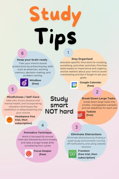 Here are some effective tips for students—I hope you find them helpful. And don't forget to use Mindboo for a quick brain refresh! Smart Study Tips, Study Break, Effective Study Tips, Study Techniques, Study Stationery, Study Methods, Study Smarter, Tips For Students, Train Your Mind