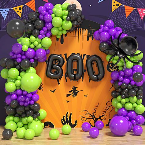 PRICES MAY VARY. 【Value Package】 You will get includes 5 foil balloons, 109 latex balloons in 3 colors, and 3 balloon accessories for creative decoration. These bright and vibrant colors can create a surprising and terrifying atmosphere. 【Quality Material】 Halloween party balloons use natural latex material, are easy to use and NOT easy to burst, can be filled with hydrogen or air, the Halloween arch balloons are non-toxic, not easy to explode, don't hurt your children, will make your Halloween Halloween Party For Kids Decorations, Balloon Garland Halloween, Monster Mash Decorations, Balloon Arch Halloween, Teen Halloween Party Decorations, Halloween Party Balloon Arch, Cute Halloween Party Decor, Halloween Ballon Decor, Halloween Theme Birthday Party