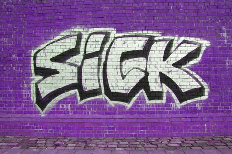 SICK blad !! Sick Graffiti, Alphabet Graffiti, Graffiti Images, Purple Pages, Graffiti Logo, Graffiti Words, Graffiti Street Art, Tattoo Lettering Fonts, Cd Art