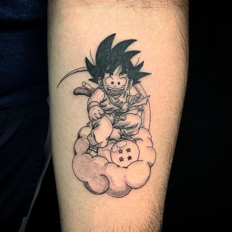 Nimbus Tattoo, Goku On Nimbus, Flying Nimbus, Shen Long Tattoo, Dbz Tattoo, Z Tattoo, Kid Goku, Dragon Ball Tattoo, Naruto Tattoo