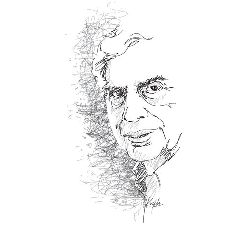 Ratan Tata Drawing Sketch, Ratan Tata Illustration, Ratan Tata Drawing, Ratan Tata Sketch, Everyday Sketches, Joker Art Drawing, Sketching Painting, Illustrator Artwork, Drawing Portraits