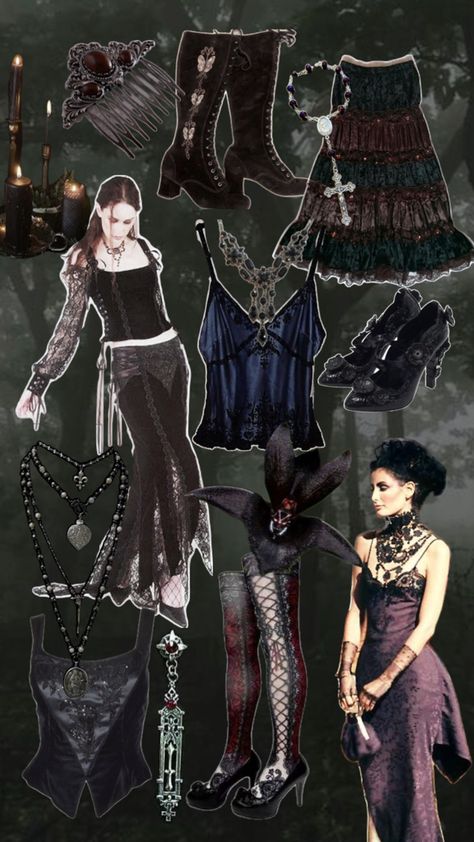 witch goth dark whimsigoth inspo Black Skirt Blue Top Outfit, Whimsy Goth Outfit Ideas, Whimsi Gothic Outfits, Dark Core Outfits, Wimsey Goth Outfit, Whismgoth Outfits, Lexi Outfits, Whimsi Gothic, Witchy Fits