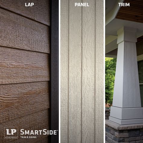 Cabin Exterior Ideas, Lp Smartside Siding, Smartside Siding, Exterior Siding Options, Engineered Wood Siding, Lp Smartside, Exterior House Siding, Wood Siding Exterior, Siding Trim