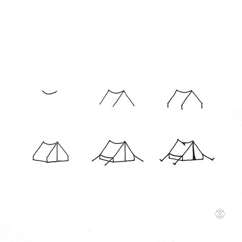 Simple Tent Drawing, Tent Tattoo Simple, Hike Tattoo, Tent Doodle, Outdoor Doodles, Tent Tattoo, Hiking Tattoos, Tent Drawing, Camping Tattoo