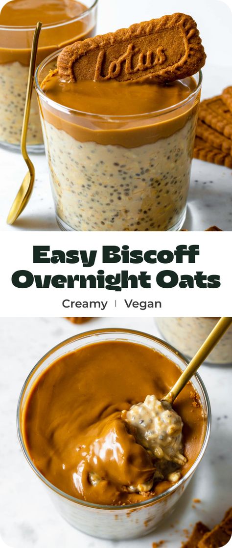 Overnight Oats Cookie Butter, Overnight Oats Recipe Meal Prep, Nut Free Overnight Oats, Creme Brulee Overnight Oats, Cookie Butter Breakfast Recipes, Salted Caramel Overnight Oats, Overnight Oats Topping Ideas, Cookie Butter Overnight Oats, Horchata Overnight Oats