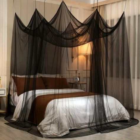 Xl Black Gothic Mosquito Net 8 Hanging Points 4 Point Net Listed Separately Bigger Than Most Other Nets (Length: 86.6 Inches, Width: 78.7 Inches, Height 98.4 Inches) Fits All Beds - Twin Full Queen Or King Size Works With Or Without A Four Post Bed Bundle For The Best Deal New To Poshmark? Use My Referral Code Kattakitty And Get $10 To Spend! Sales Are Temporary So Items You Like For Price Drop Alerts. Modern Canopy Bed Curtains, Sheer Bed Canopy, Canopy For Bed, Canopy Drapes, Bed Canopy Curtains, Modern Canopy Bed, Bed Inspiration, Curtains Luxury, Modern Canopy