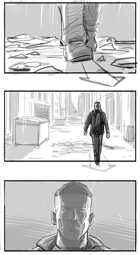 Comic Storyboard Illustration, Comic Book Perspective, Manga Storyboard Sketch, Story Board Illustration Ideas Easy, Chase Scene Storyboard, Perpective Action Poses, Storyboard Animation Sketch, Horror Composition, Horror Storyboard