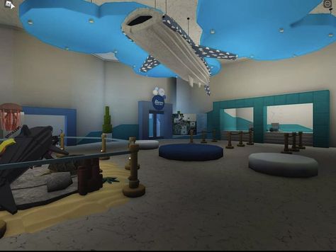 Aquarium Bloxburg, Bloxburg Aquarium Decals, Bloxburg Mall, Bloxburg Tips, Bloxburg School, Bloxburg Town, Bloxburg Hacks, Hotel Design Architecture, Modern Family House