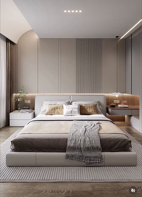 Modern Luxury Bedroom With Wardrobe, Latest Bedroom Designs Interiors 2024, Bedroom Modern Luxury, Budget Bedroom Makeover, Interior Videos, Luxury Ceiling Design, Interior Design Instagram, Wardrobe Interior, False Ceiling Bedroom