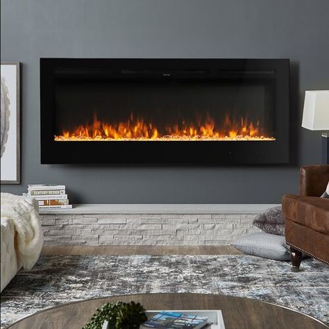 Wade Logan Ketilfrith Electric Inset Fire | Wayfair.co.uk Living Room Heater, Inset Fireplace, Flame Colors, Inset Electric Fires, Electric Fireplace Wall, Classic Fireplace, Wall Mount Fireplace, Electric Fireplace Heater, Mounted Fireplace