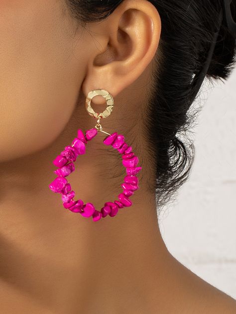 Magenta Jewelry, Pink Handmade Jewelry, Hot Pink Earrings, Embellished Fashion, Diy Jewelry Inspiration, Handmade Jewelry Tutorials, Coral Jewelry, Homemade Jewelry, Handmade Wire Jewelry