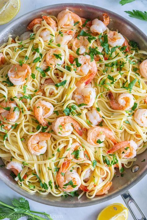 Easy Shrimp Linguine - Simply Home Cooked Linguine Recipes Easy, Shrimp Linguine Recipe, Shrimp Linguini, Shrimp Dinners, Shrimp Meals, Best Casserole Recipes, Best Casserole, Seafood Linguine, Shrimp Food