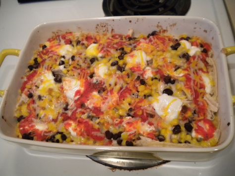 Aztec Vale Aztec Chicken Recipe, Mexican Lasagna, Fresh Tomato Salsa, Cheesy Casserole, Fresh Salsa, Breakfast Buffet, Plum Tomatoes, Fish Tacos, Refried Beans