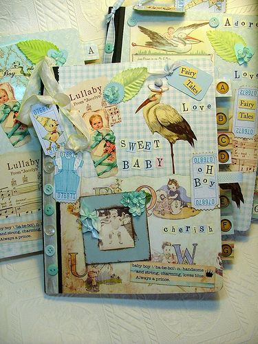 Darling baby book idea. Junk Journal Ideas, Fairy Boy, Baby Lullabies, Smash Journal, Golden Books, Baby Journal, Journal Book, Baby Images, Fairy Book