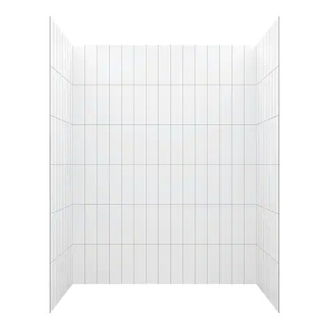 Jetcoat 60 in. W x 78 in. H x 36 in. D 5-Piece Glue up Composite Alcove Shower Surround in Vertical White Subway Shower Alcove, Modern Vintage Bathroom, Subway Tiles Bathroom, Shower Walls, Shower Units, Traditional Tile, Shower Surround, Budget Bathroom, House Remodel