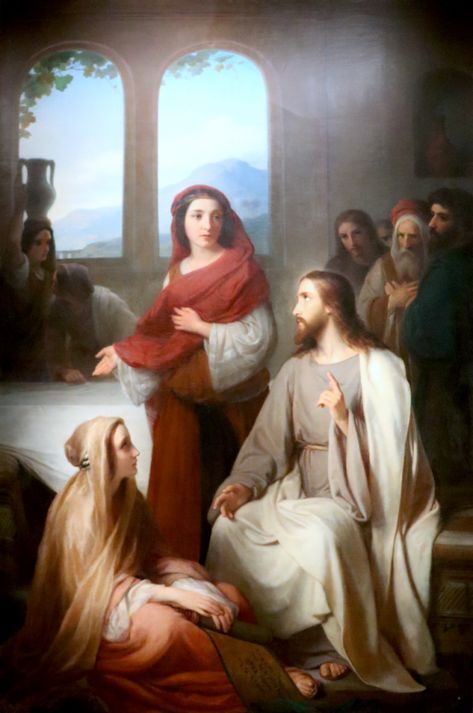 Historic Paintings, Paintings Of Christ, Jesus Christ Painting, Mary And Martha, Images Of Christ, Biblical Art, Jesus Images, Beltane, Jesus Art