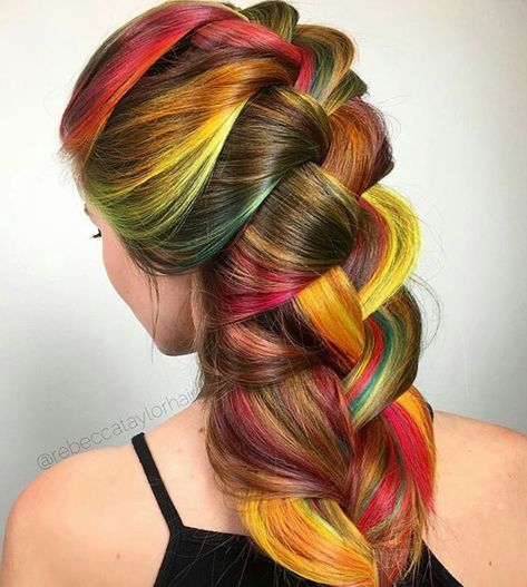 Two Tone Hair Color, Hair Color Styles, Epic Hair, Sunset Hair, Hairstyle Braids, Two Tone Hair, Autumn Hair, Autumn Tones, Rainbow Hair Color