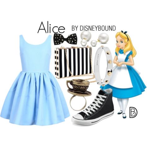 Get the look! Alice In Wonderland Outfit, Disney Character Outfits, Cosplay Disney, Princess Inspired Outfits, Disney Dress Up, Costume Disney, Disney Themed Outfits, Cute Disney Outfits, Alice In Wonderland Costume