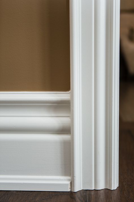 Colonial Baseboard and Colonial Casing with Backband Baseboard Ideas Traditional, Colonial Trim Moldings, Colonial Baseboard And Trim, Colonial Trim Interior, Colonial Millwork, Colonial Baseboard, Baseboard Design, Baseboards And Trim Ideas, Baseboards And Trim