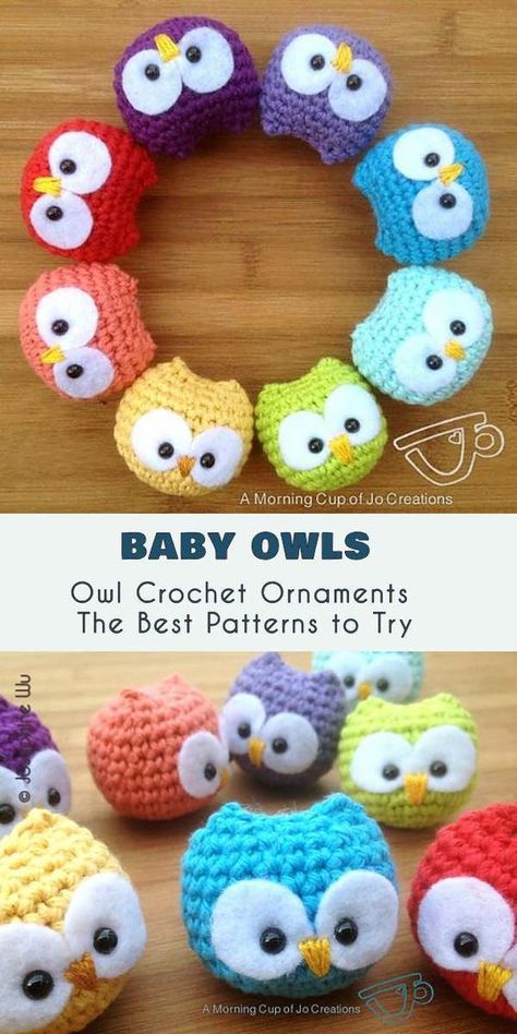 Owl Ornaments The Best Crochet Patterns Crocheted Owls, Knitting Amigurumi, Best Crochet Patterns, Amigurumi Knitting, Crochet Owls, Owl Crochet Patterns, Crochet Ear Warmer, Easy Crochet Projects, Owl Ornament