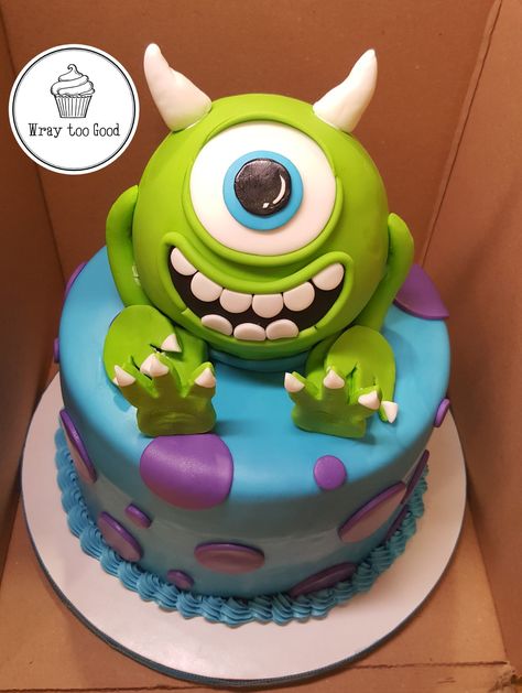 Monsters Inc Mike Wazowski birthday cake. Monster Ink Cake, Monster Inc Cake Ideas, Mike Wazowski Cake, Monsters Inc Birthday Cake, Sully Cake, Monsters Inc Cake, Monster Ink, Monster Inc Cakes, Monsters Inc Mike