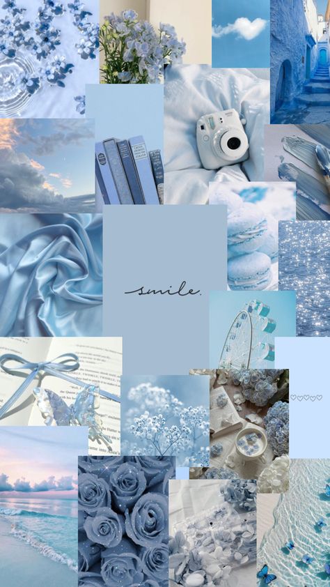 Light Blue Book Aesthetic, Blue Colour Aesthetic Wallpaper, Pastel Blue Aesthetic Wallpaper Collage, Blue Cottage Core Wallpaper, Preppy Light Blue Wallpaper, Bleu Ciel Aesthetic, Color Asthetic Picture, Cute Wallpapers For School, Cute Baby Blue Wallpaper