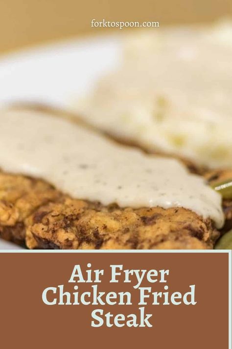 Air Fryer Chicken Fried Steak, Fried Cube Steaks, Chicken Fried Steak Recipe, Fried Steak Recipes, Air Fryer Steak, Cube Steak Recipes, Country Fried Steak, Easy Steak Recipes, Air Fried Food