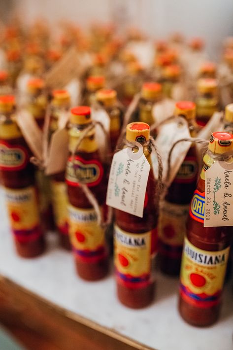 Hot sauce wedding favors— thank you for spicing up our special day Hot Sauce Themed Party, Sauce Wedding Favors, Hot Sauce Wedding, Hot Sauce Wedding Favors, Hot Sauce Favors, Crystal Hot Sauce, Mexico Party, Louisiana Hot Sauce, Wedding Favours Thank You