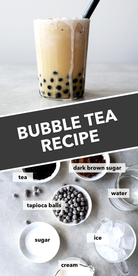 Yes, bubble tea can be made at home! This is a delicious boba tea recipe made with black tea, chewy tapioca balls, and topped with a decadent cream froth. Make bubble tea at home and save money! #bubbletea #bobatea #bobatearecipe #tearecipe Lavender Boba Tea Recipe, Special Tea Recipes, Tapioca Balls Recipe, Boba Tea Recipes, Make Bubble Tea At Home, Tapioca Bubble Tea, Make Bubble Tea, Bubble Tea At Home, Boba Tea Recipe