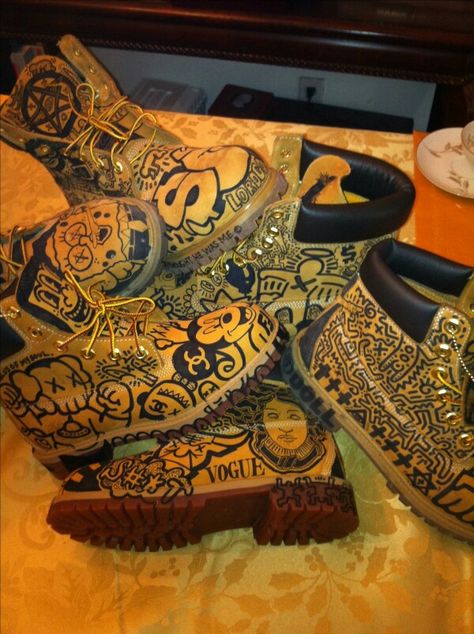 Custume Shoes, Custom Timbs, Timbs Outfit Men, Timbs Outfit, Custom Timberland Boots, Timberland Custom, Vans Shoes Fashion, Furniture Lamps, Timberland Boots Mens