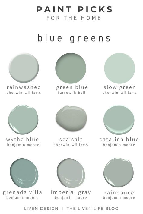 Mint Paint Colors, Soft Green Paint Color, Favorite Green Paint Colors, Blue Green Paint Colors, Best Green Paint Colors, Green Bathroom Paint, Green Interior Paint, Soft Green Paint, Blue Green Paint