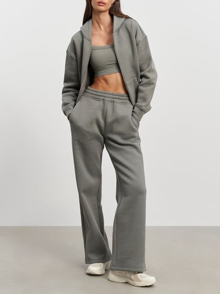 Womens Relaxed Straight Leg Jogger in Sage Straight Leg Joggers Outfit, Straight Leg Joggers, Light Colours, Joggers Outfit, Joggers Womens, Workout Hoodie, Active Women, Fleece Fabric, Zip Hoodie