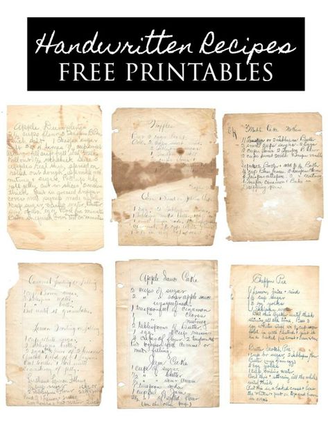 Free Printable Vintage Recipes, Grandmas Handwritten Recipes, How To Display Old Recipes, Making Recipe Books, Framing Old Recipes, Framed Family Recipes, Display Old Recipes Hand Written, Free Vintage Kitchen Printables, Old Handwritten Recipes