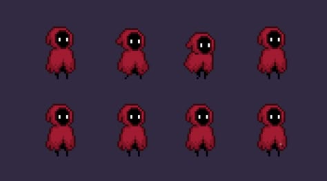 Hooded pixel art protagonist 2d Pixel Character, 2d Pixel Art, Pixel Character Sprite, Pixel Art Sprite, Pixel Art Reference, Game 2d, Dark Spirit, Pixel Characters, Pixel Animation