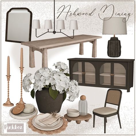 Ashwood Dining | Patreon Sims 4 Dining Cc, Pinkbox Anye, Mod Furniture, Muebles Sims 4 Cc, The Sims 4 Pc, Dining Room Cozy, Sims 4 House Building, Sims 4 Dresses, Sims 4 Cc Furniture