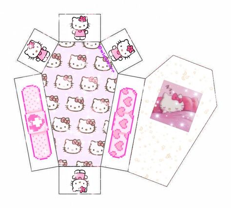 Hello Kitty Coffin Diy, Hello Kitty Coffin Template, Kuromi Coffin, Hello Kitty Coffin, Hello Kitty Papercraft, Hello Kitty Diy Crafts, Diy Hello Kitty Crafts, Sanrio Printables, Hello Kitty Ideas