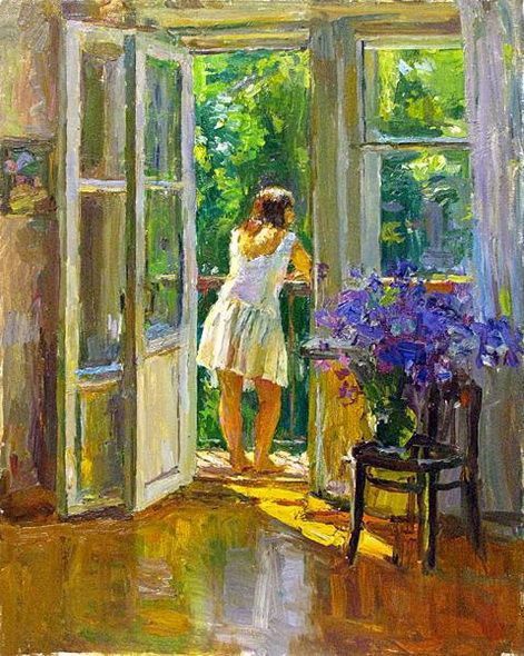 Balcony Painting, Castle Painting, Landscape Painting Tutorial, Romantic Paintings, Summer Illustration, Modern Art Paintings, The Balcony, Pastel Painting, Light Painting