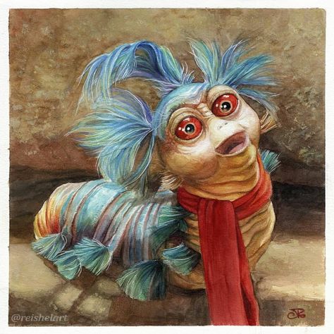 William the Worm from Labyrinth Worm From Labyrinth, Worm Labyrinth, Labyrinth, Beautiful Art, Moose Art, Sketch Book, Animals, Art