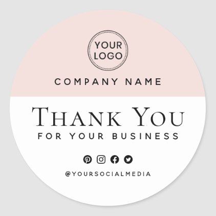 Elegant blush pink custom logo business thank you classic round sticker Thank You Stickers Business, Thank You Sticker, Logo Stickers Packaging, Business Stickers Logo, Circle Sticker Design, Round Sticker Design, Shipping Station, Business Thank You Notes, Promotional Stickers