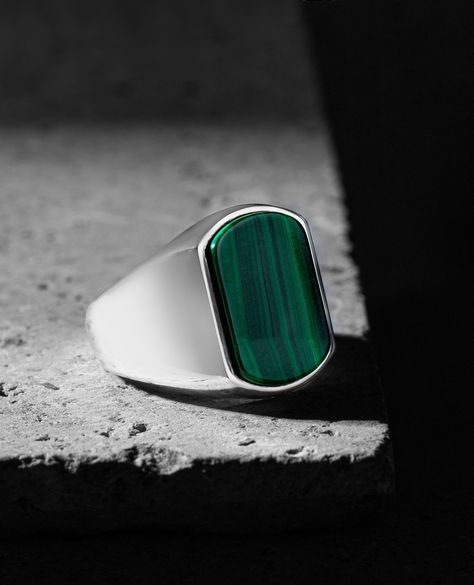 Crafted with the deep green elegance of malachite, this ring is your signature of sophistication. Men Jewelry, Silver Jewelry Handmade, Deep Green, The Deep, Jewelry Handmade, Old Fashioned, Mens Jewelry, Silver Jewelry, Rings For Men